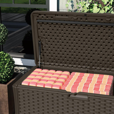 Suncast 134 Gallon All-Weather UV-Resistant Outdoor Patio Storage Deck Box, Java - VMInnovations