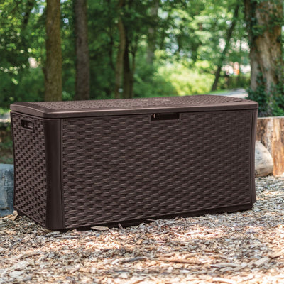 Suncast 134 Gallon All-Weather UV-Resistant Outdoor Patio Storage Deck Box, Java - VMInnovations
