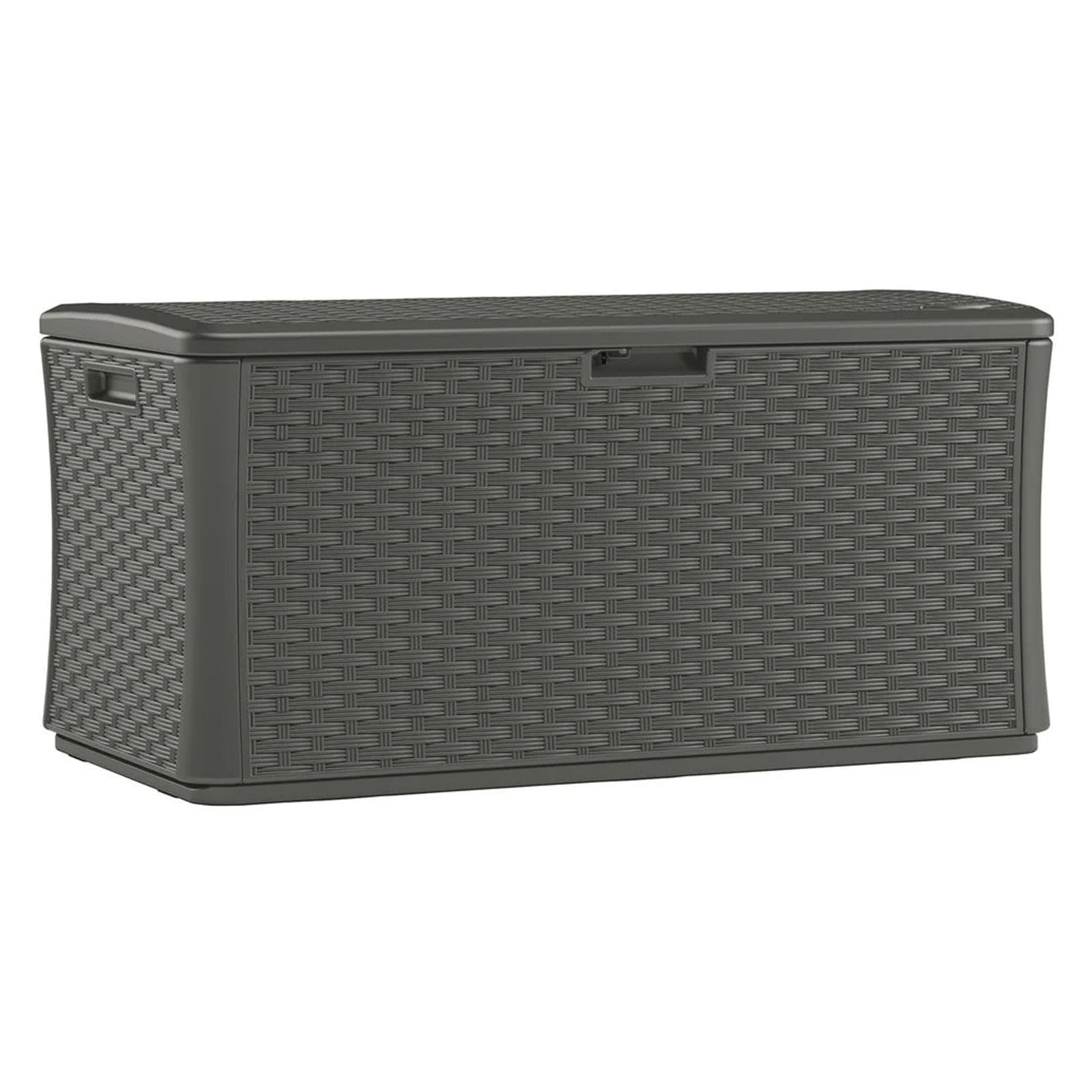 Suncast 134 Gallon All-Weather Outdoor Wicker Patio Storage Deck Box, Stoney - VMInnovations