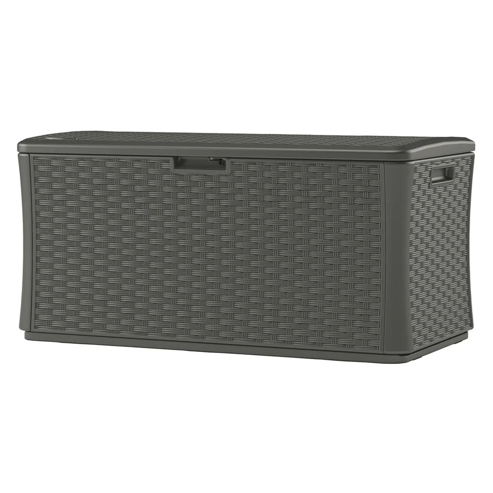 Suncast 134 Gallon All-Weather Outdoor Wicker Patio Storage Deck Box, Stoney - VMInnovations