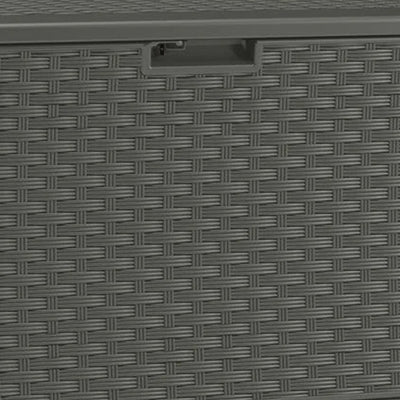 Suncast 134 Gallon All-Weather Outdoor Wicker Patio Storage Deck Box, Stoney - VMInnovations