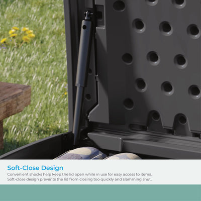 Suncast Decorative Lockable Large 200 Gallon Plastic Deck Storage Box, Gray - VMInnovations