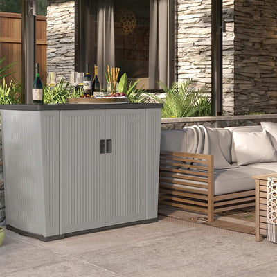 Suncast Backyard Oasis 130 Gallon Outdoor Storage Shed Basic Unit, Dove Gray - VMInnovations