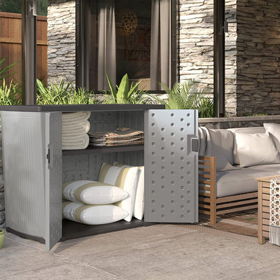 Suncast Backyard Oasis 130 Gallon Outdoor Storage Shed Basic Unit, Dove Gray - VMInnovations