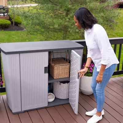 Suncast Backyard Oasis 130 Gallon Outdoor Storage Shed Basic Unit, Dove Gray - VMInnovations
