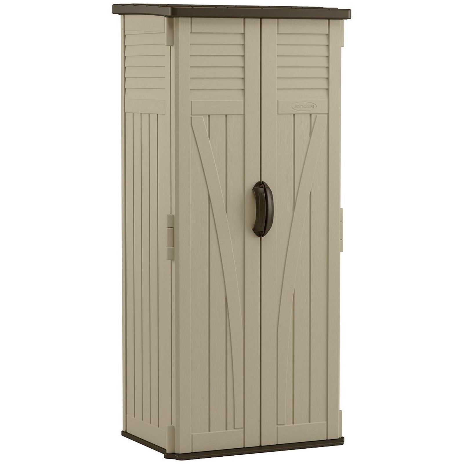 Suncast 22 Cubic Feet All-Weather Vertical Tall Outdoor Storage Shed, Brown - VMInnovations