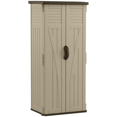 Suncast 22 Cubic Feet All-Weather Vertical Tall Outdoor Storage Shed, Brown - VMInnovations