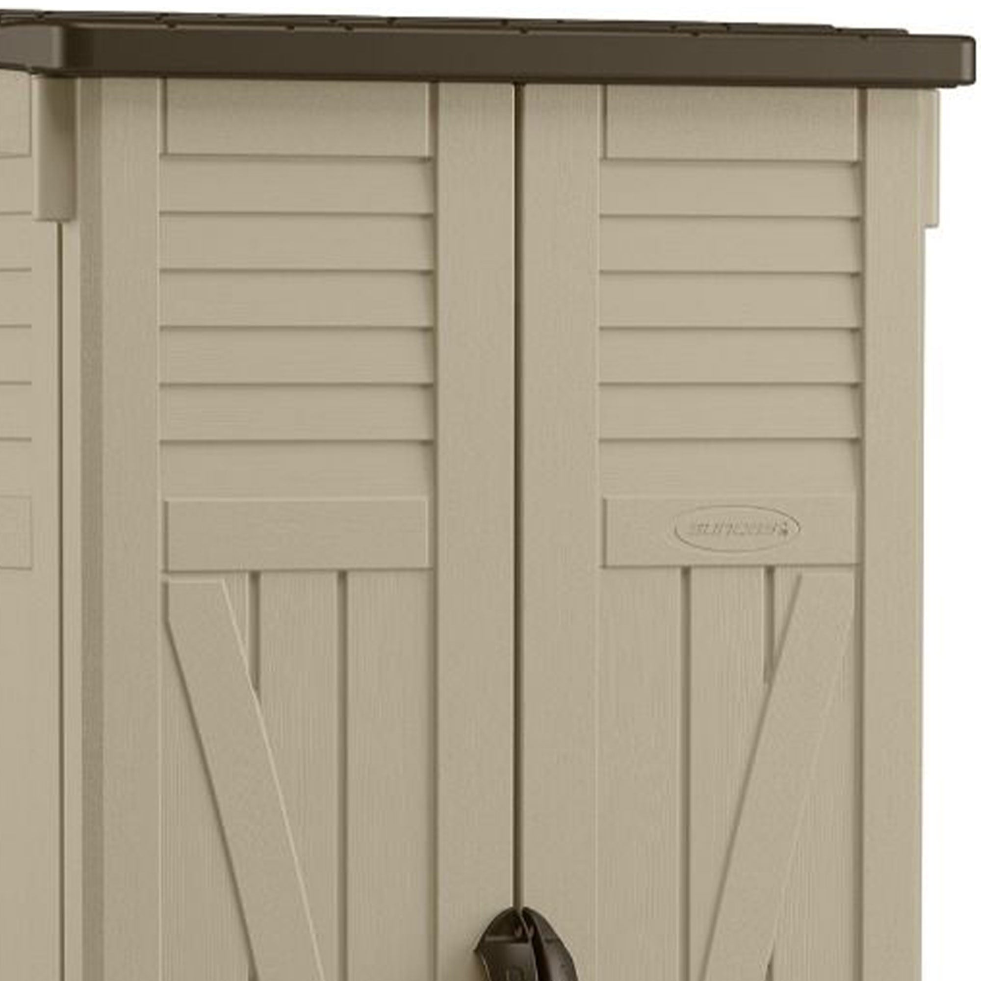 Suncast 22 Cubic Feet All-Weather Vertical Tall Outdoor Storage Shed, Brown - VMInnovations