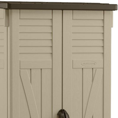 Suncast 22 Cubic Feet All-Weather Vertical Tall Outdoor Storage Shed, Brown - VMInnovations