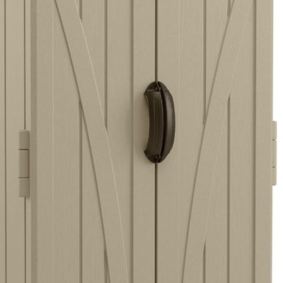 Suncast 22 Cubic Feet All-Weather Vertical Tall Outdoor Storage Shed, Brown - VMInnovations