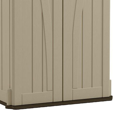 Suncast 22 Cubic Feet All-Weather Vertical Tall Outdoor Storage Shed, Brown - VMInnovations
