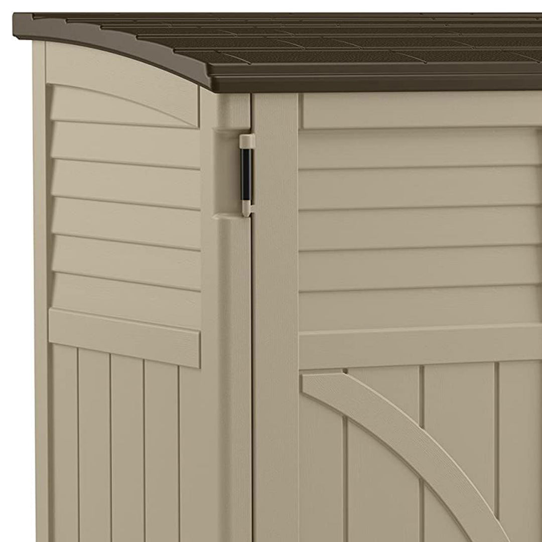 Suncast 34 Cubic Feet Horizontal Compact Storage Shed for Outdoor Spaces, Sand