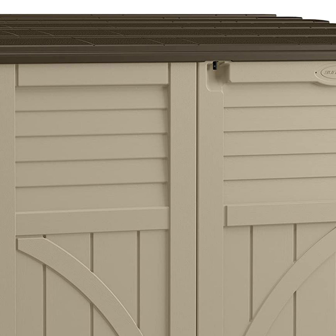 Suncast 34 Cubic Feet Horizontal Compact Storage Shed for Outdoor Spaces, Sand