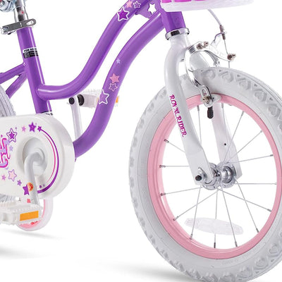 RoyalBaby Stargirl 16" Kids Bicycle with Kickstand and Training Wheels, Purple - VMInnovations