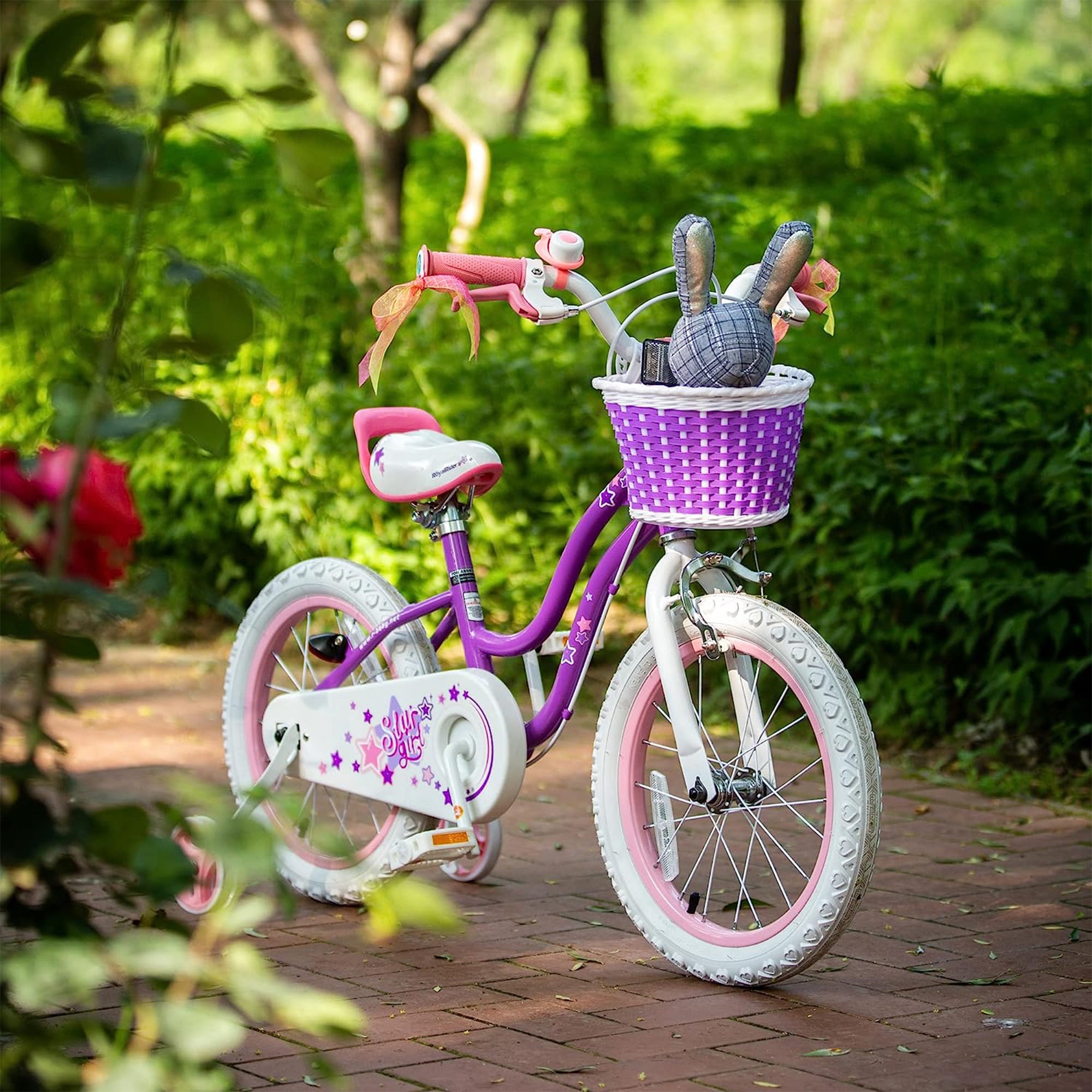 RoyalBaby Stargirl 16" Kids Bicycle with Kickstand and Training Wheels, Purple - VMInnovations