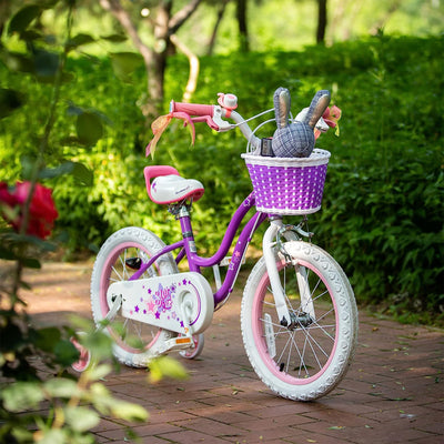 RoyalBaby Stargirl 16" Kids Bicycle with Kickstand and Training Wheels, Purple - VMInnovations