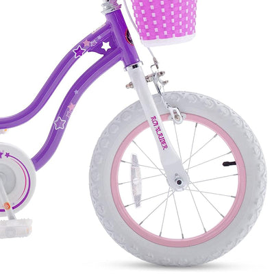 RoyalBaby Stargirl 14" Bicycle w/Basket, Bell & Training Wheels,Purple(Open Box)