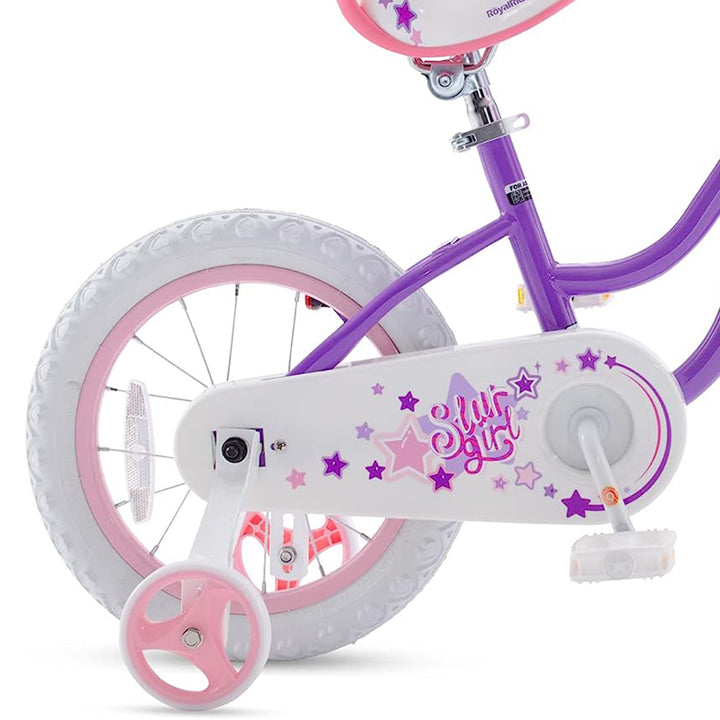 RoyalBaby Stargirl 14" Kids Bicycle with Basket, Bell & Training Wheels, Purple