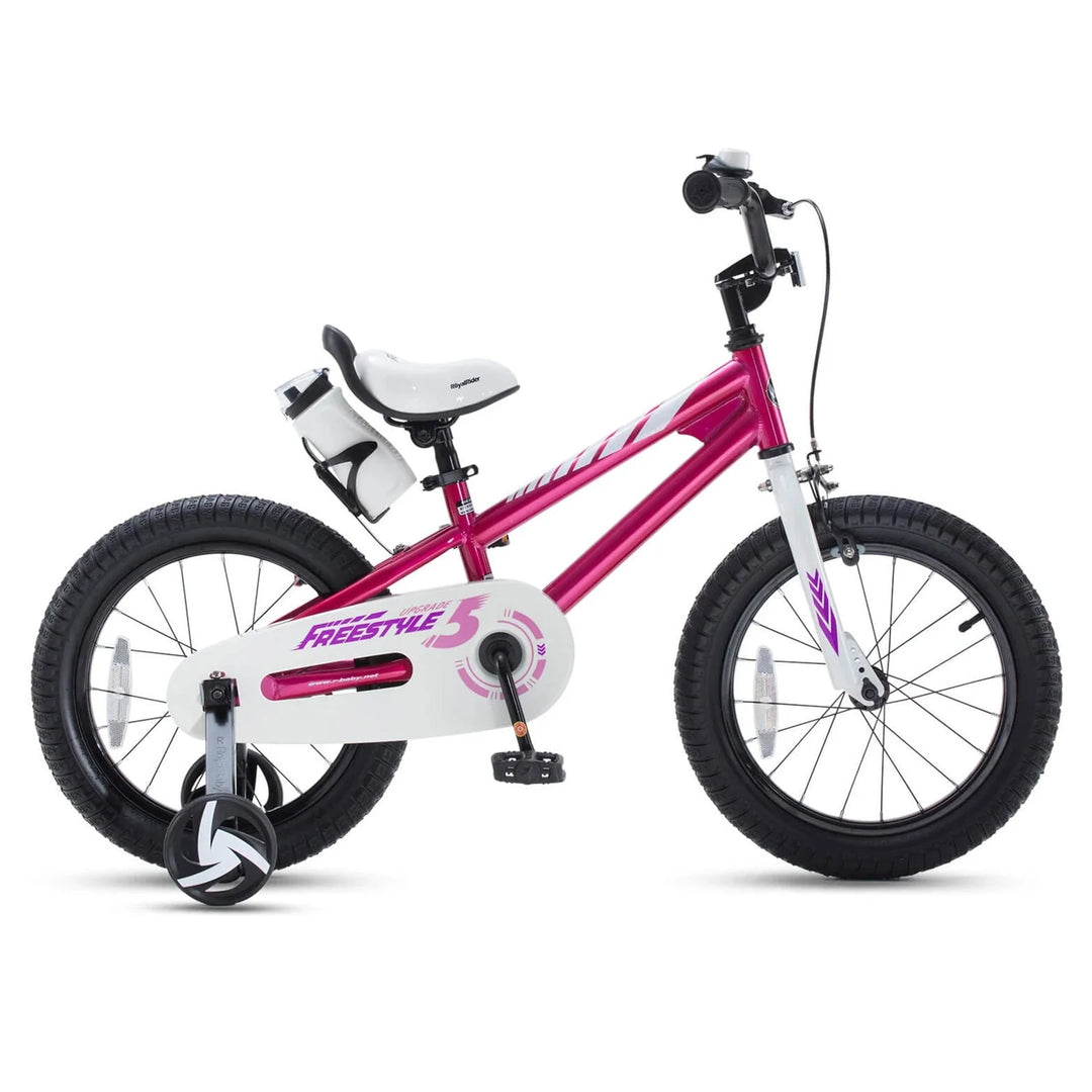 RoyalBaby Freestyle 12" Kids Bicycle w/Training Wheels & Water Bottle, Fuchsia