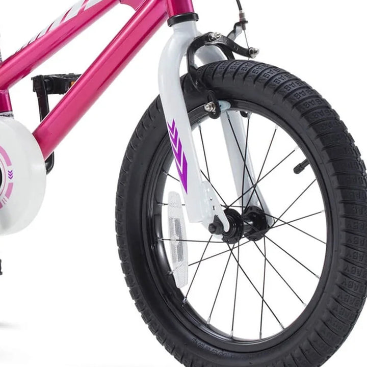 RoyalBaby Freestyle 12" Kids Bicycle w/Training Wheels & Water Bottle, Fuchsia