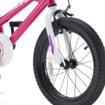 RoyalBaby Freestyle 14" Kids Bicycle w/Training Wheels & Water Bottle, Fuchsia