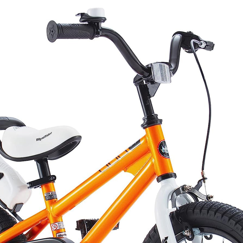 RoyalBaby Freestyle 14" Kids Bicycle w/Training Wheels & Water Bottle, Orange