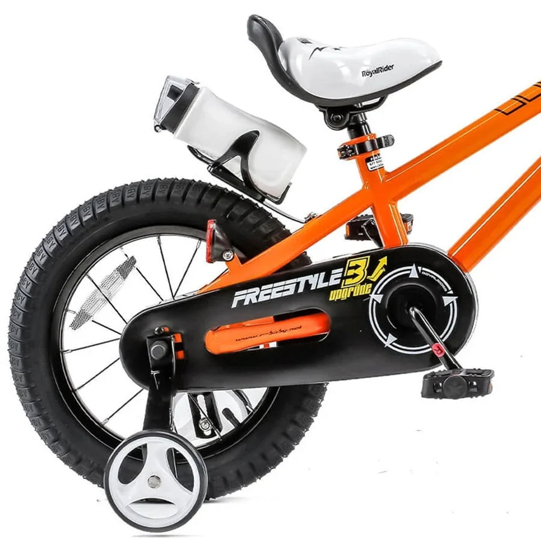 RoyalBaby Freestyle 14" Kids Bicycle w/Training Wheels & Water Bottle, Orange