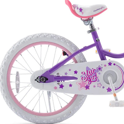 RoyalBaby Stargirl 18" Kids Bicycle with Basket and Dual Brake Handles, Purple - VMInnovations