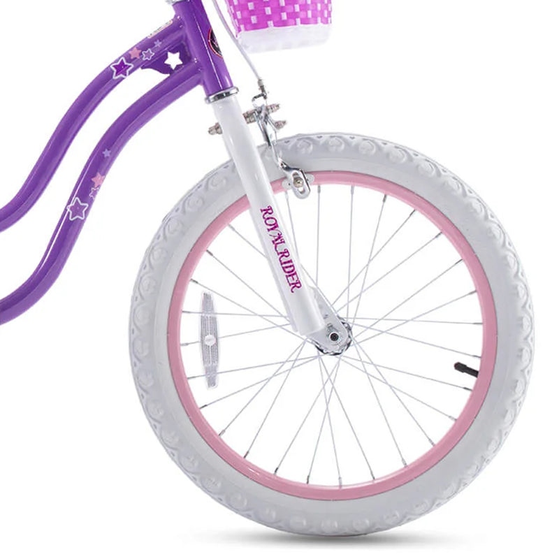 RoyalBaby Stargirl 18" Kids Bicycle with Basket and Dual Brake Handles, Purple