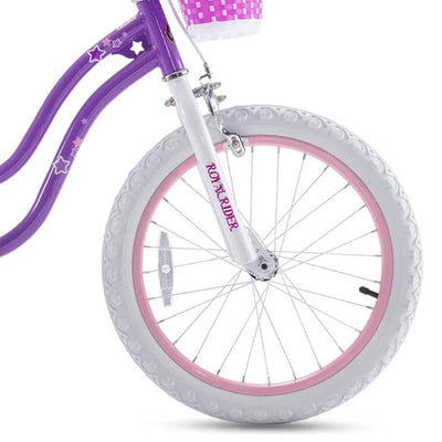 RoyalBaby 18" Kids Bicycle with Basket & Dual Brake Handles, Purple (Open Box) - VMInnovations