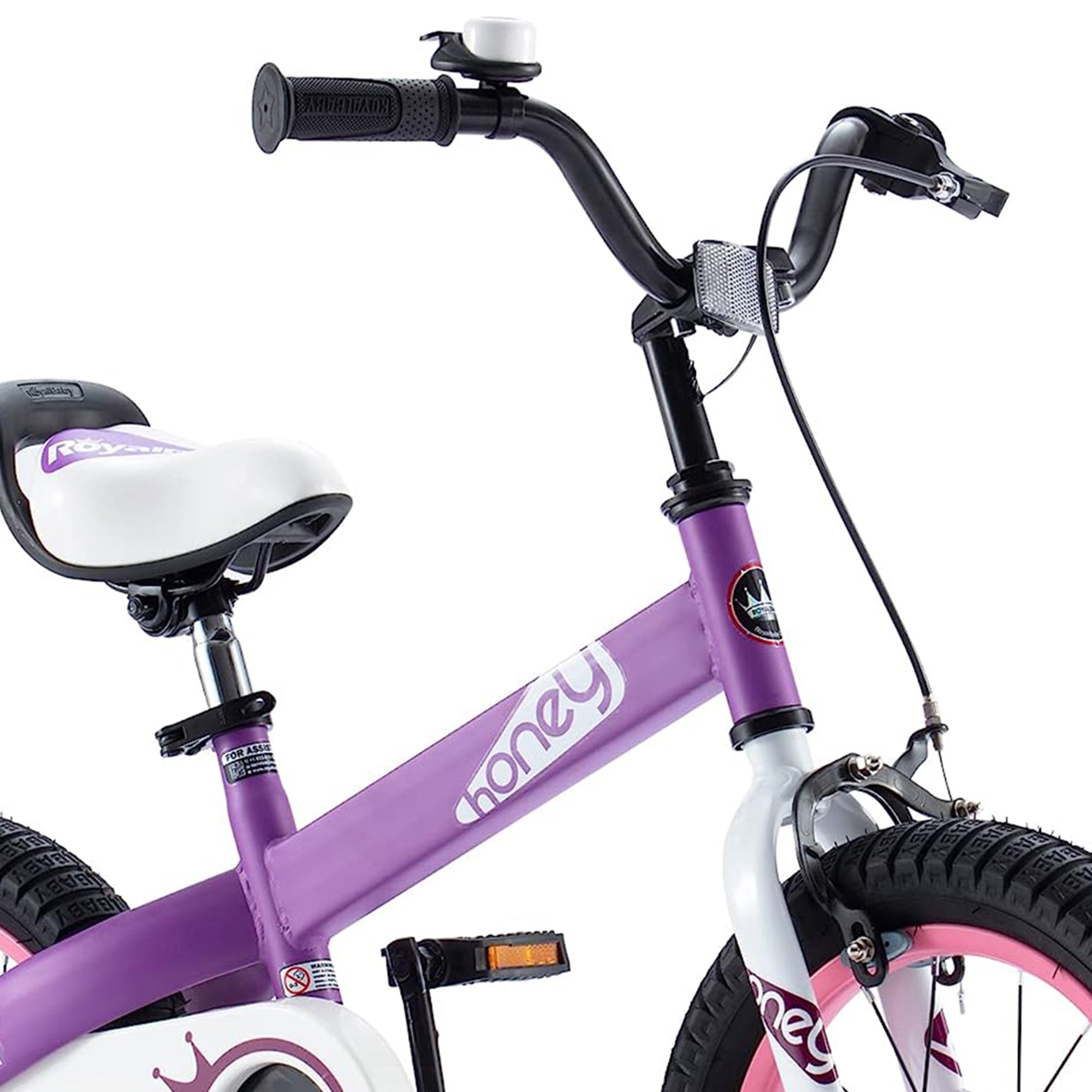 RoyalBaby Cubetube Honey 14 Inch Bike w/Training Wheels & 2 Brakes, Purple(Used) - VMInnovations