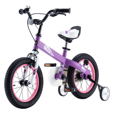 RoyalBaby Cubetube Honey 16 Inch Kids Bike w/Training Wheels & Kickstand, Purple