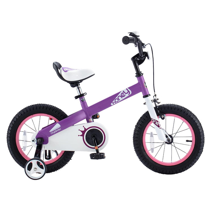 RoyalBaby Honey 12" Kids Bike w/Training Wheels & 2 Brakes, Purple (Open Box)