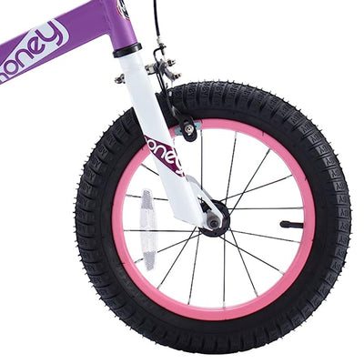 RoyalBaby Cubetube Honey 12 Inch Kids Bike w/Training Wheels & 2 Brakes, Purple (For Parts)