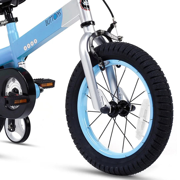 RoyalBaby Cubetube Button 12" Bike with Training Wheels, Matte Blue (Open Box)