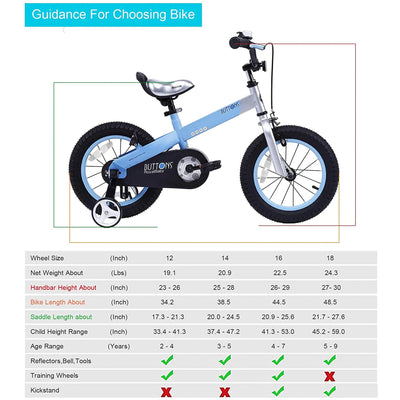 RoyalBaby Cubetube Button 12" Kids Bike with Training Wheels, Matte Blue (Used) - VMInnovations