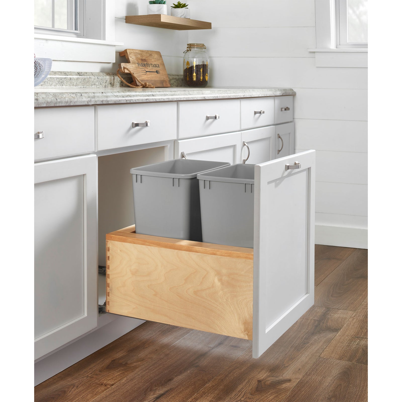 Rev-A-Shelf Pullout Trash Can for Kitchen Cabinet w/ Soft-close, 4VL-1832DM-1 - VMInnovations