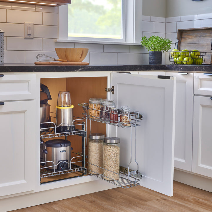 Rev-A-Shelf 18" Pullout Side Mount Two-Tier Kitchen Cabinet Organizer, 548-06CR-1