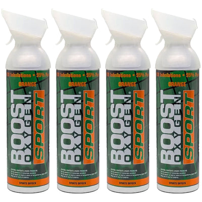 Boost Oxygen 10L Canned Supplemental Oxygen with Mouthpiece, Orange (4 Pack)