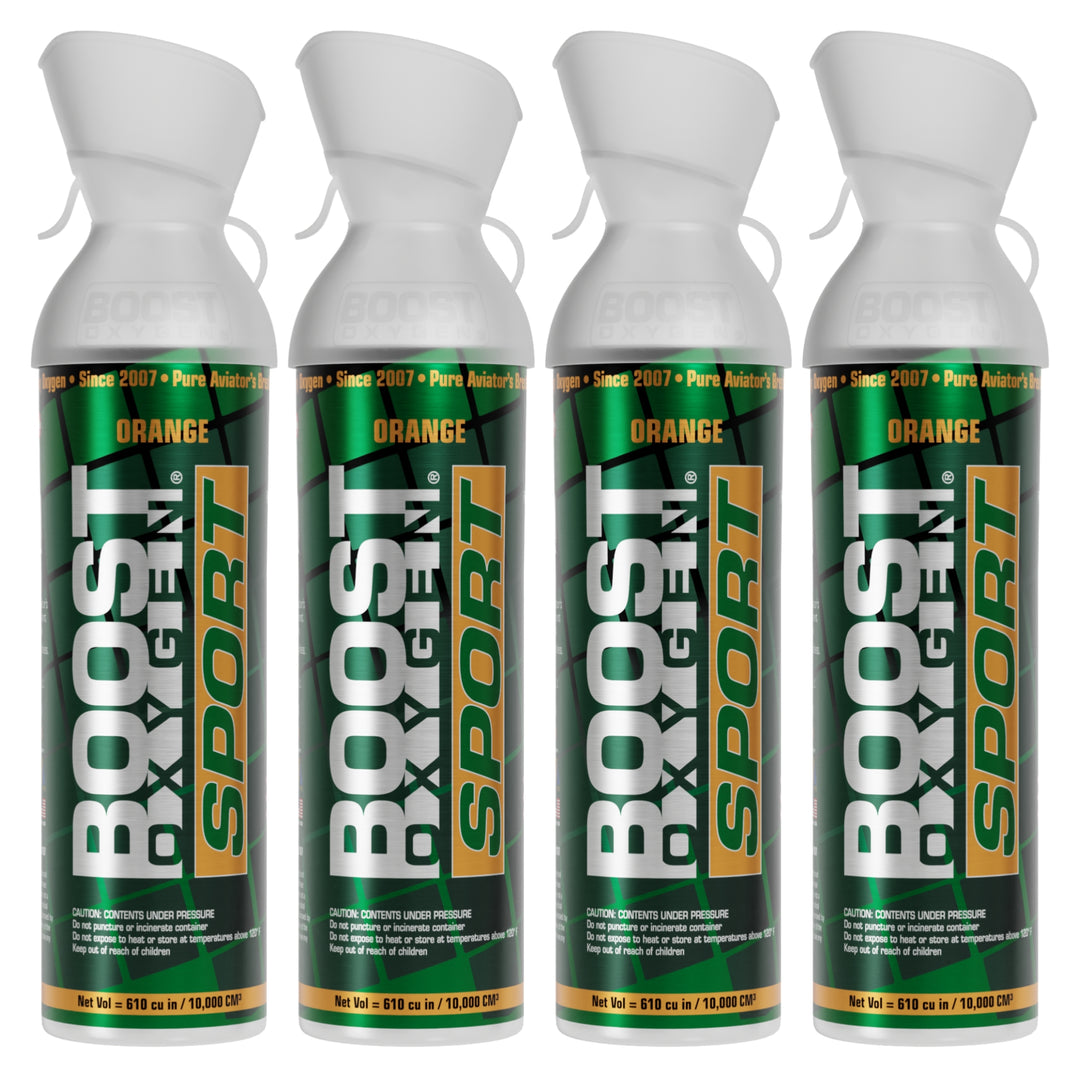 Boost Oxygen Large SPORT Orange Aroma 10 Liter Canister for Support, (4 Pack)