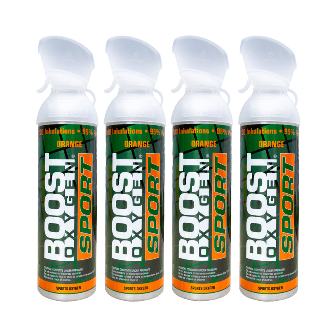 Boost Oxygen Large SPORT Orange Aroma 10 Liter Canister for Support, (4 Pack)