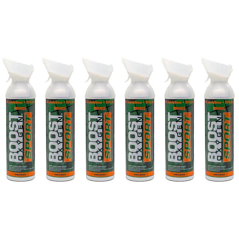 Boost Oxygen 10L Canned Supplemental Oxygen with Mouthpiece, Orange (6 Pack)