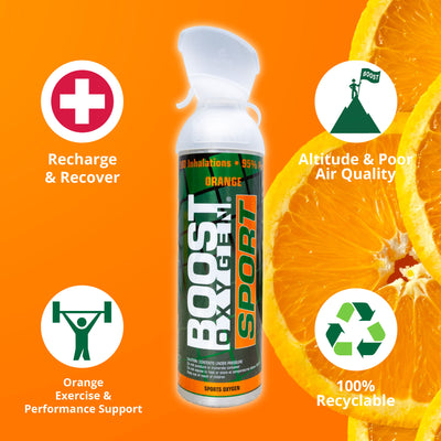 Boost Oxygen Large SPORT Orange Aroma 10 Liter Canister for Support, (6 Pack) - VMInnovations