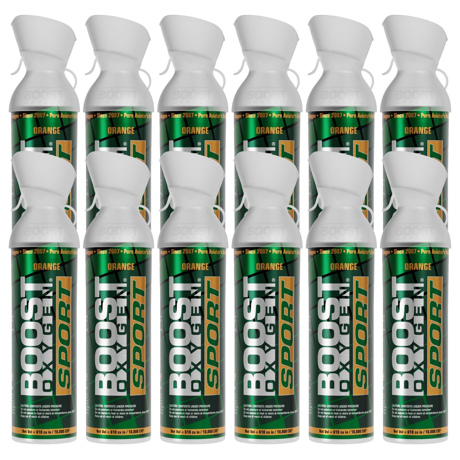 Boost Oxygen Large SPORT Orange Aroma 10 Liter Canister for Support, (12 Pack) - VMInnovations