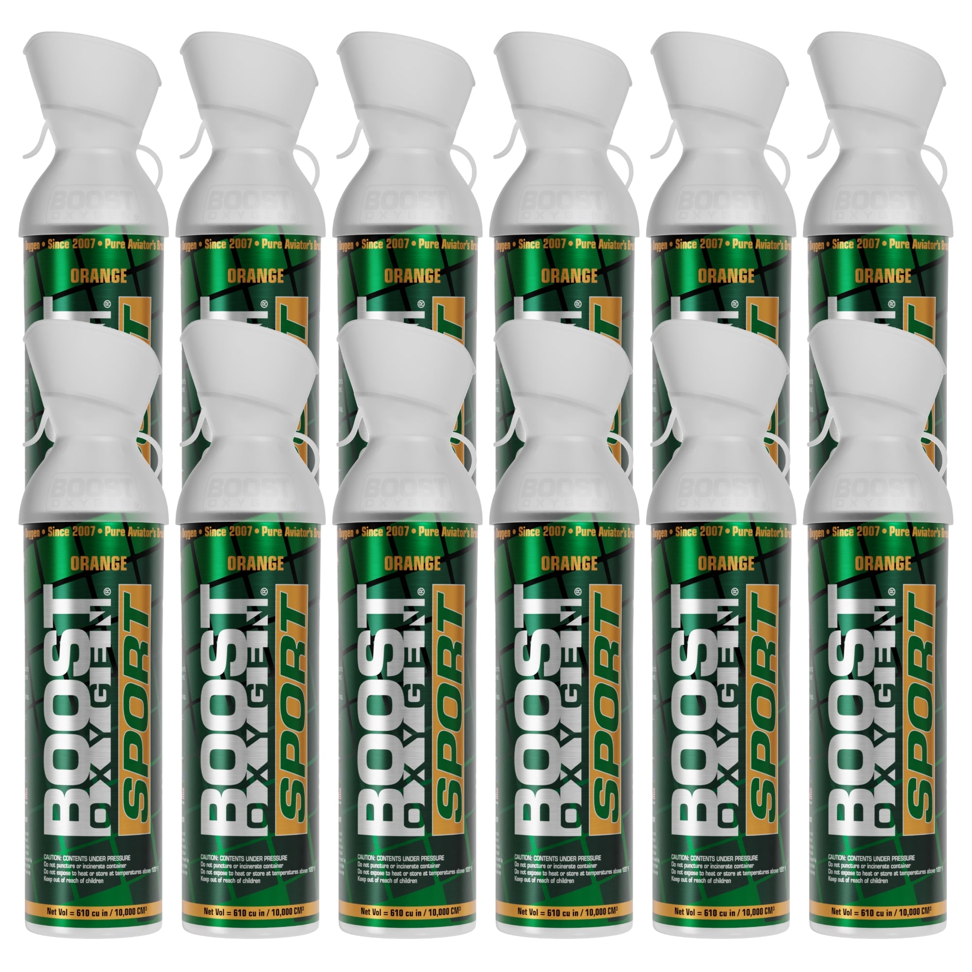 Boost Oxygen Large SPORT Orange Aroma 10 Liter Canister for Support, (12 Pack) - VMInnovations
