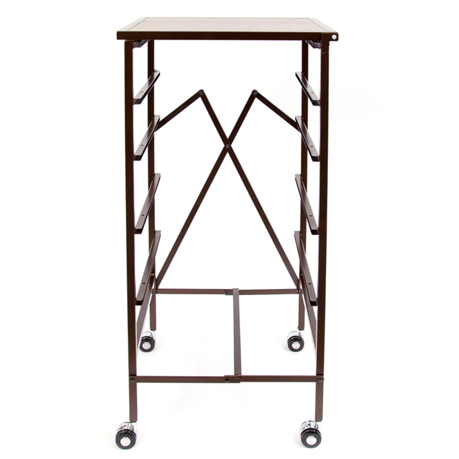 Origami Wheeled Folding Steel 5 Drawer Storage Kitchen Cart Wood Top, Bronze - VMInnovations
