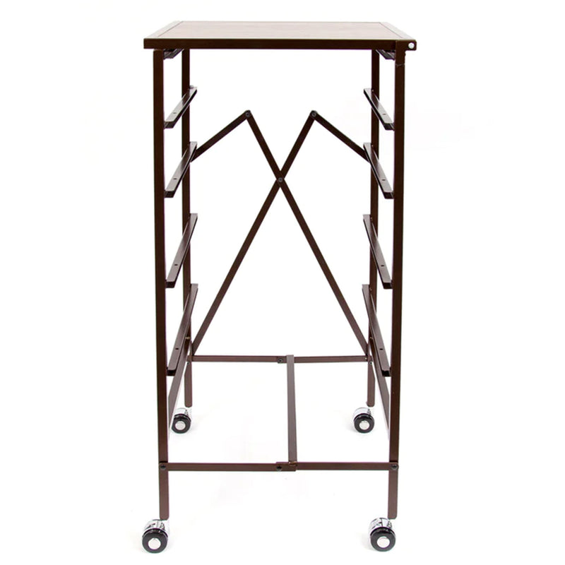 Origami Wheeled Folding Steel 5 Drawer Storage Kitchen Cart Wood Top, Bronze