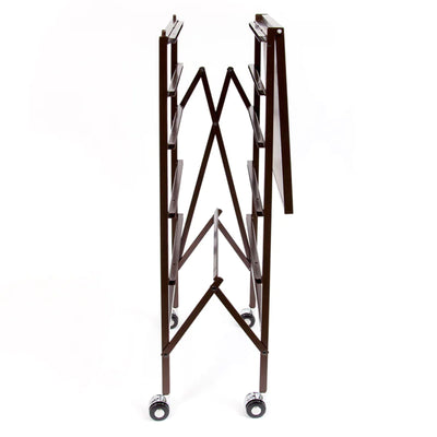 Origami Wheeled Folding Steel 5 Drawer Storage Kitchen Cart Wood Top, Bronze - VMInnovations