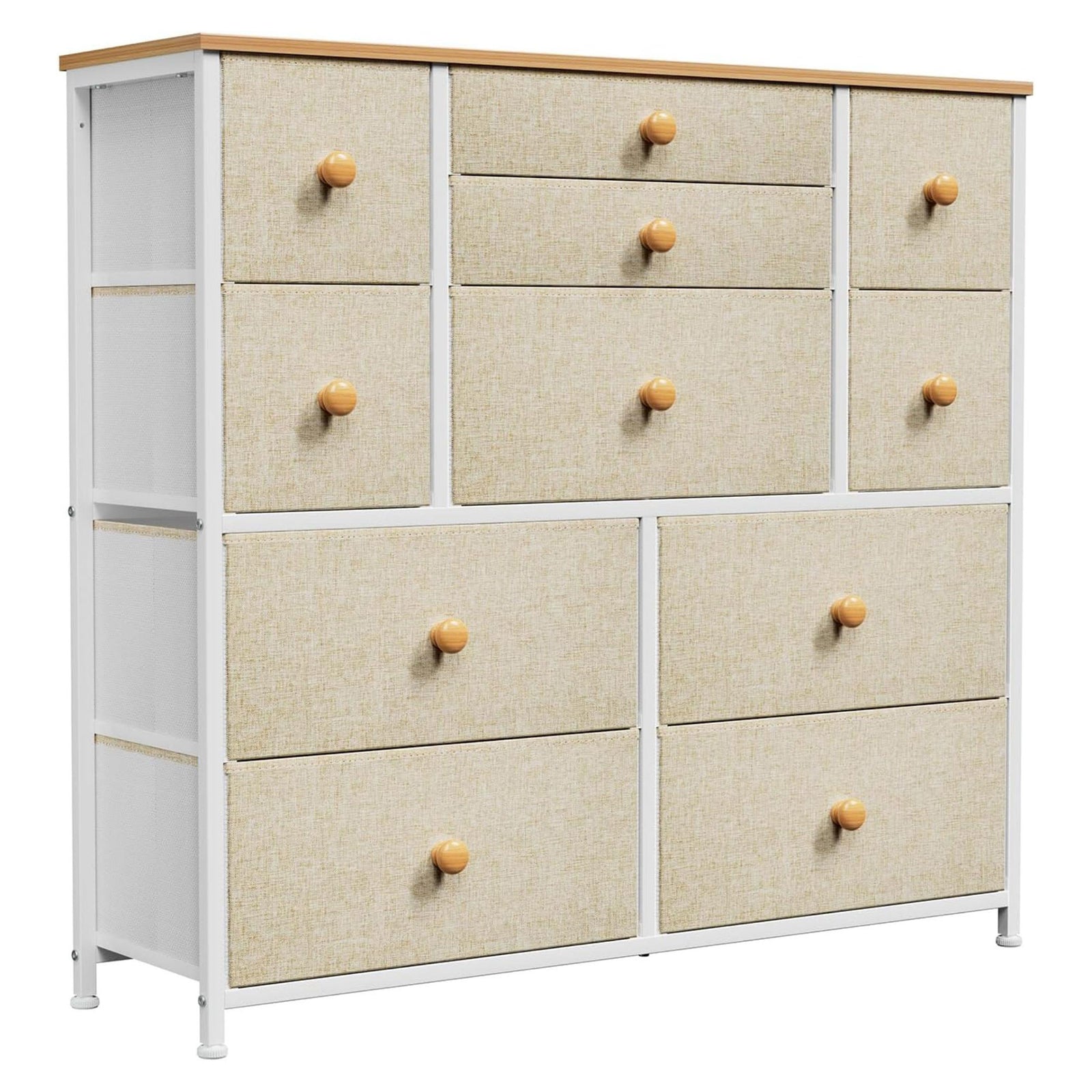 REAHOME 11 Drawer Steel Frame Storage Organizer Chest Dresser, Taupe (Used) - VMInnovations