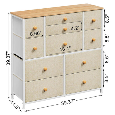 REAHOME 11 Drawer Steel Frame Bedroom Organizer Chest Dresser, Taupe (Open Box) - VMInnovations